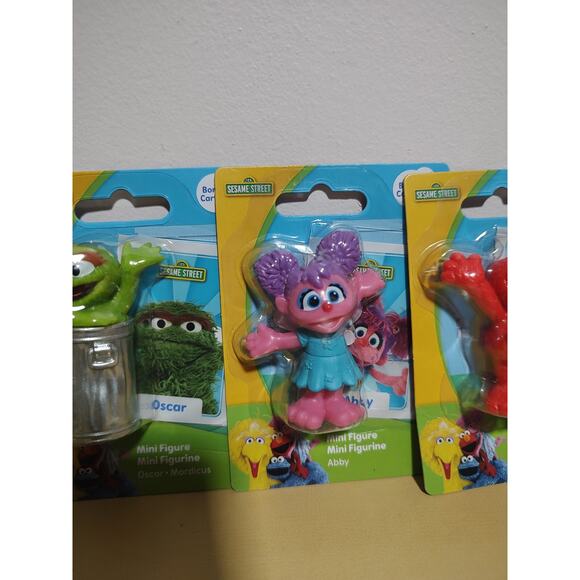 Sesame Street Mini Figures Toy Collectible Cards Set: Cookie Elmo Abby Oscar Big - Picture 5 of 8